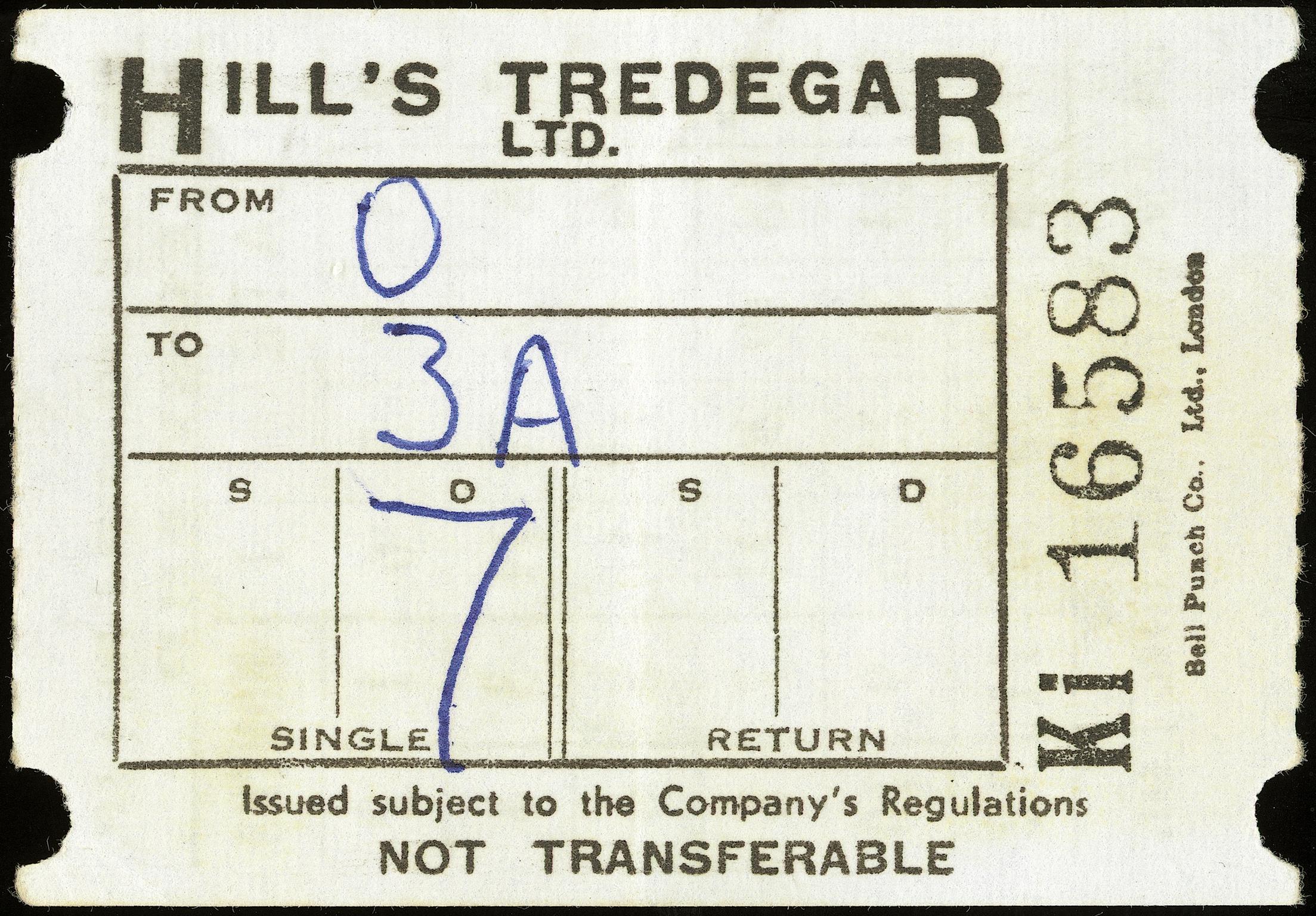 Hill's Tredegar Ltd. bus ticket