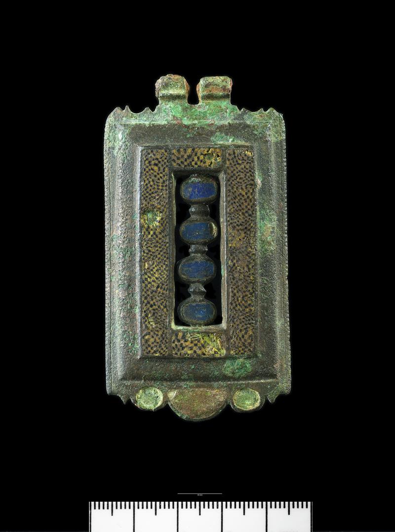 Roman copper alloy belt plate, enamelled