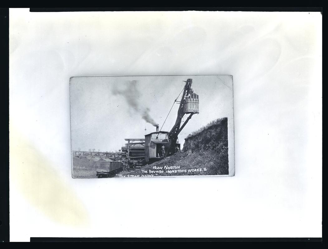 View showing steam crane.Title - "Hook Norton - The Brymbo Ironstone Works, 2. "The Steam Navvy"".