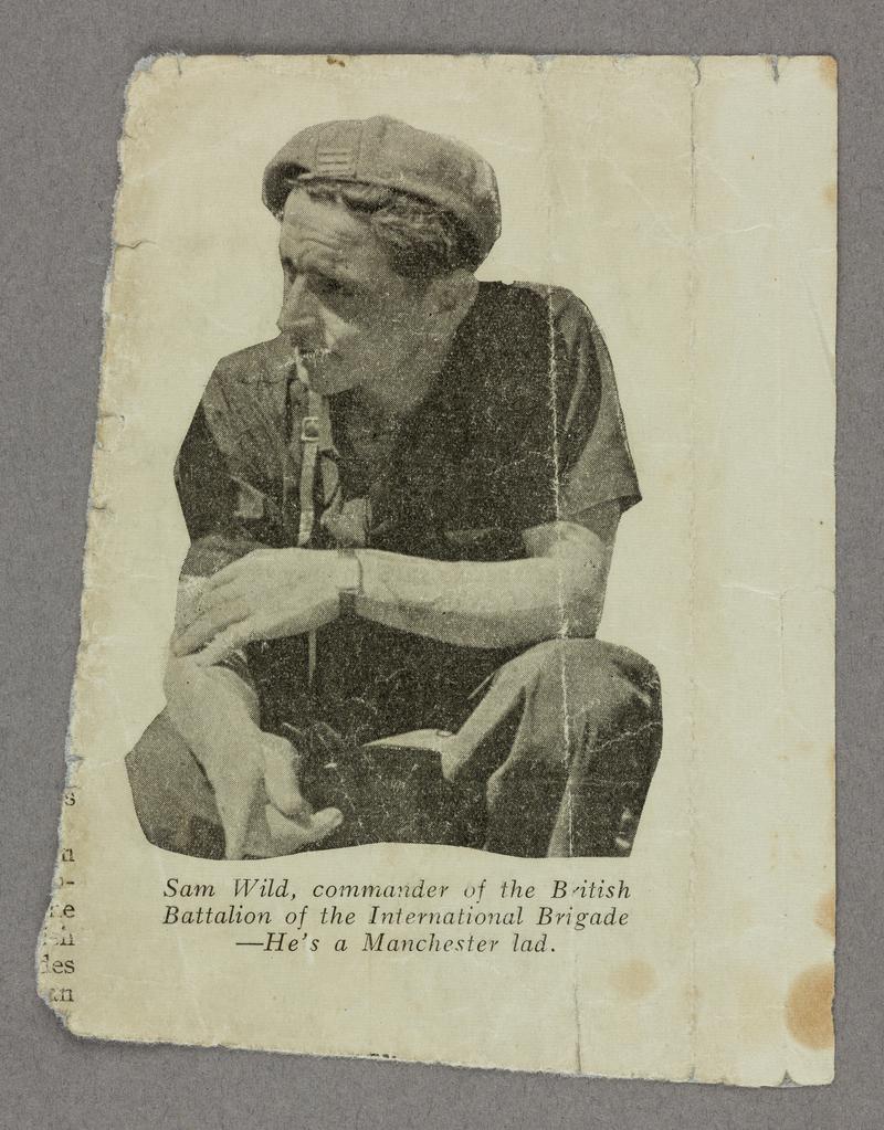 Magazine cutting (c.1938) showing photograph of Sam Wild, commander of British Battalion, International Brigades.