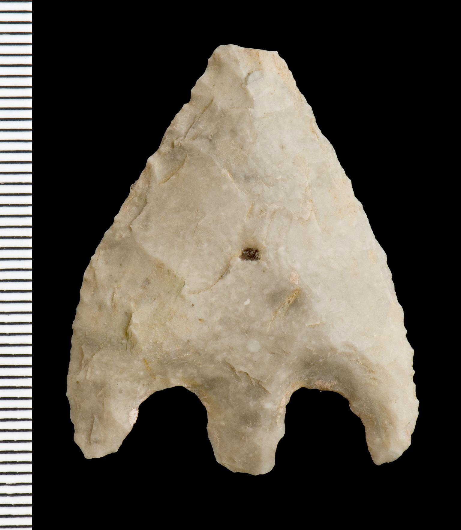 Bronze Age flint barbed and tanged arrowhead