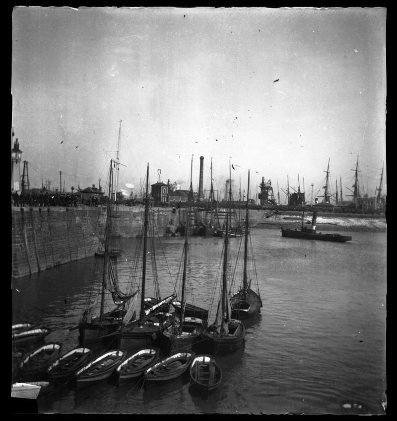 Pilot cutters and watermen's boats, moored off the pierhead, Cardiff