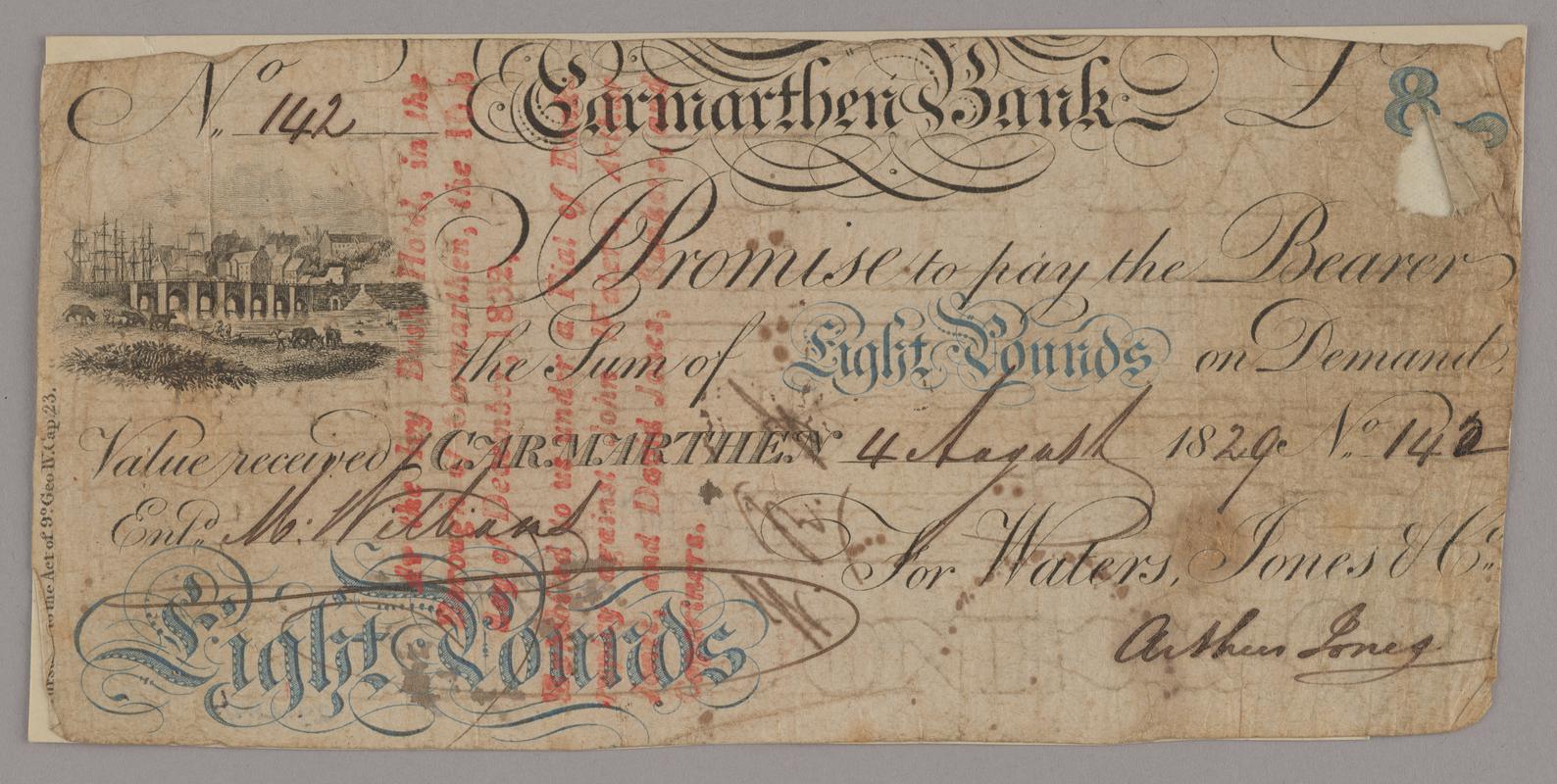 Carmarthen Bank, bank note