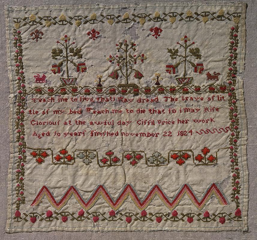 Sampler (Motifs & Verse), made in Cowbridge, 1824