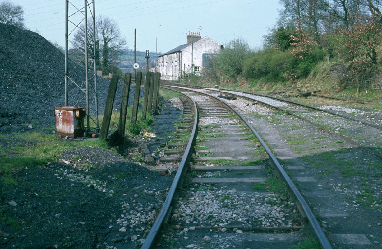 Colour film slide showing rail tracks, Oakdale Colliery April 1981.
