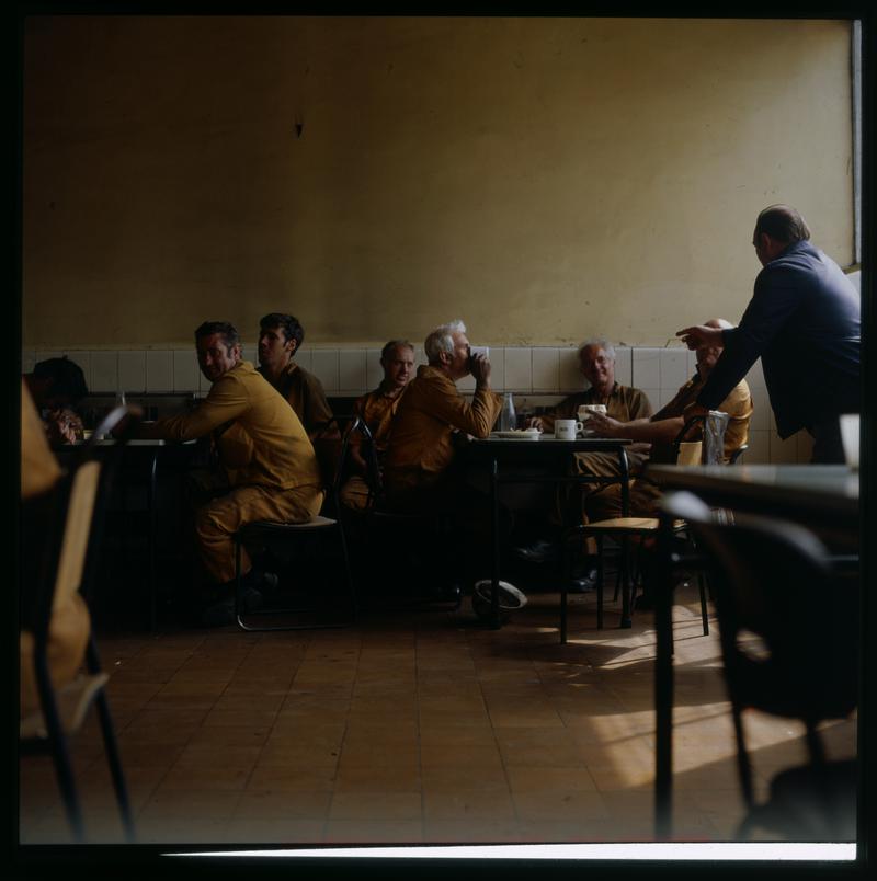 Miners in the canteen, Lewis Merthyr Colliery