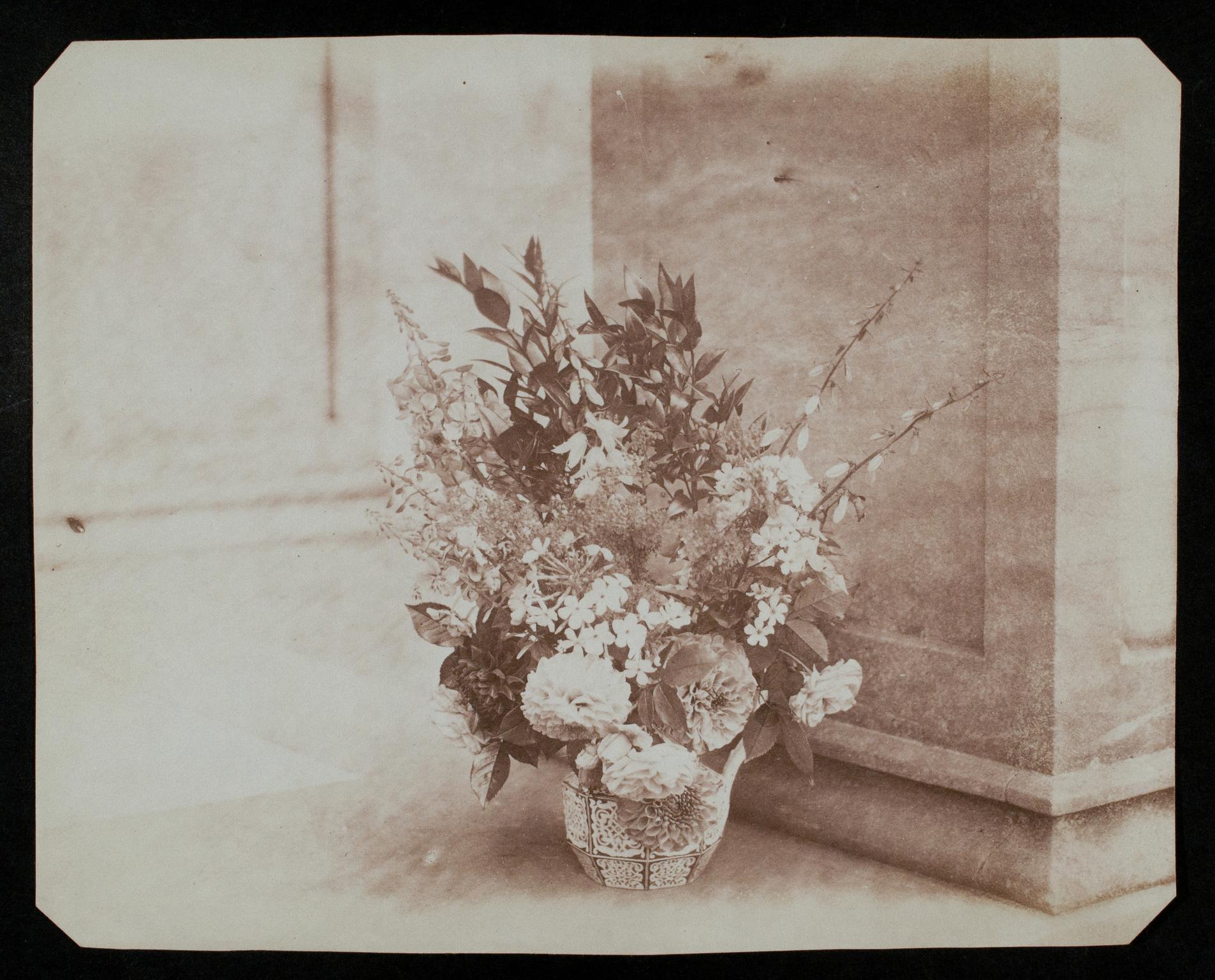 Vase of mixed flowers, photograph