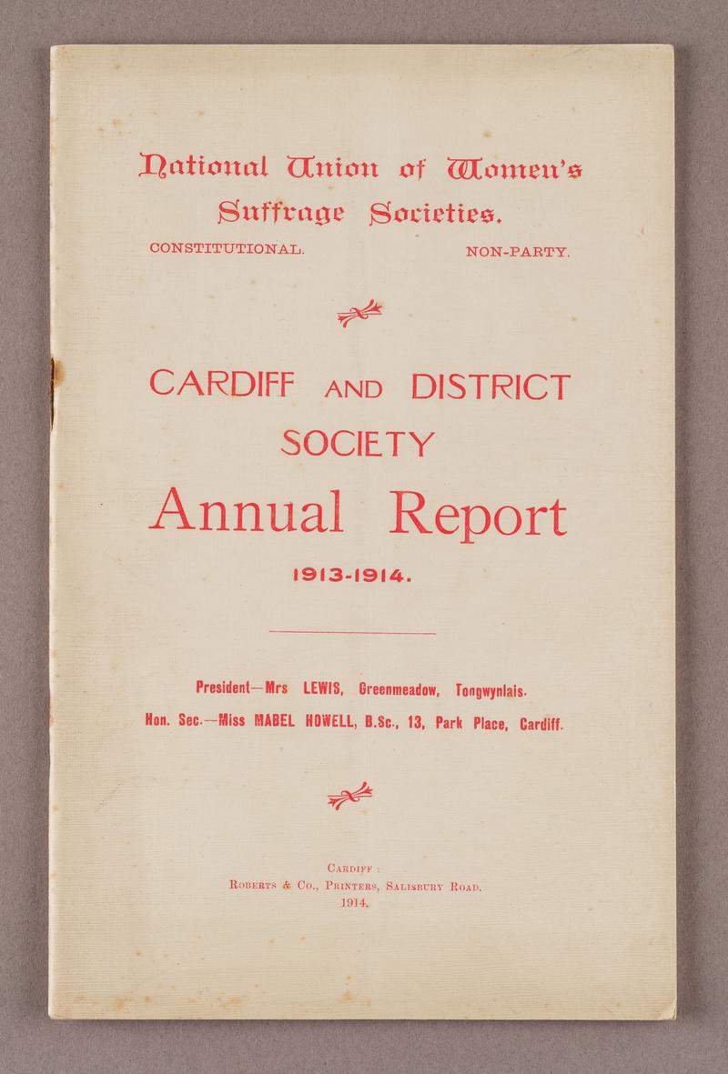 Cardiff and District Women's Suffrage Society Annual Report 1913-14.