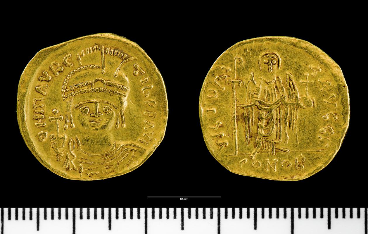 Maurice Tiberius, gold solidus