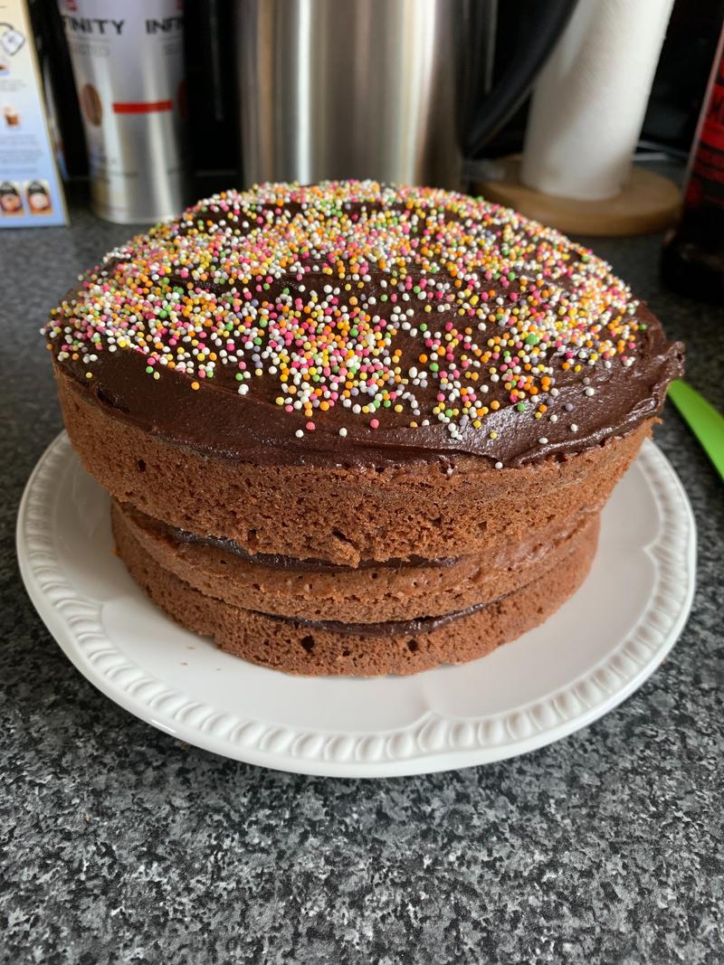 Chocolate cake. Celebrating finding more self raising flour in a local fruit and veg shop.