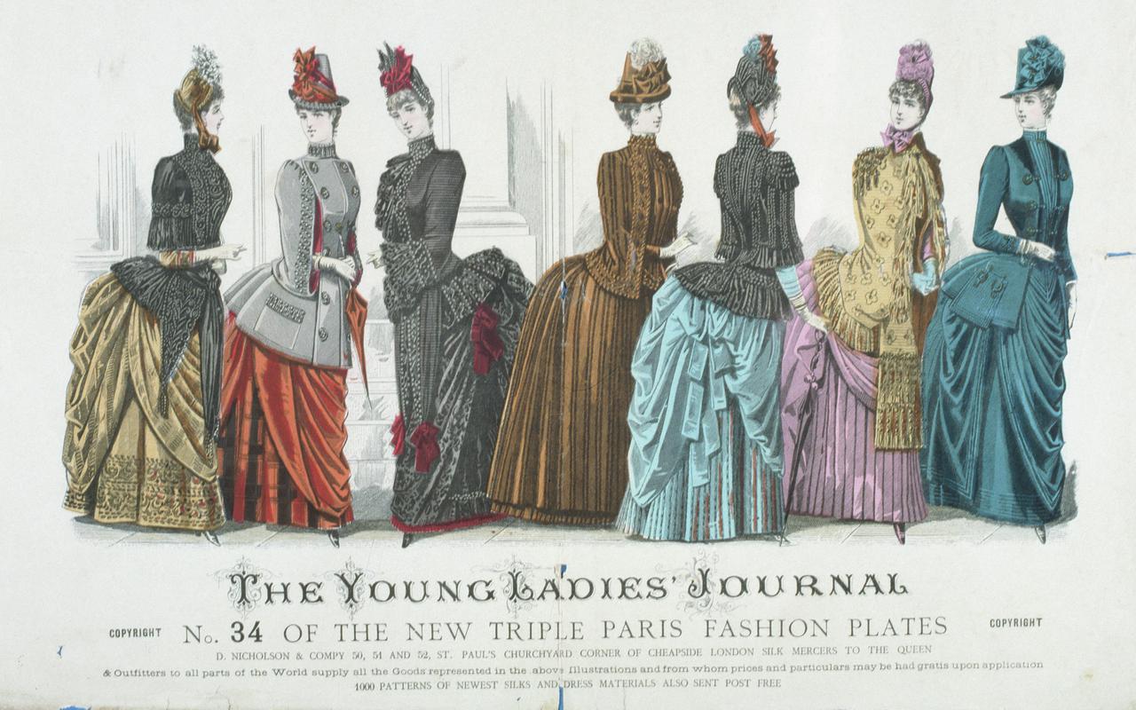 Detail of fashion plate, from 'The Young Ladies' Journal', September 1886