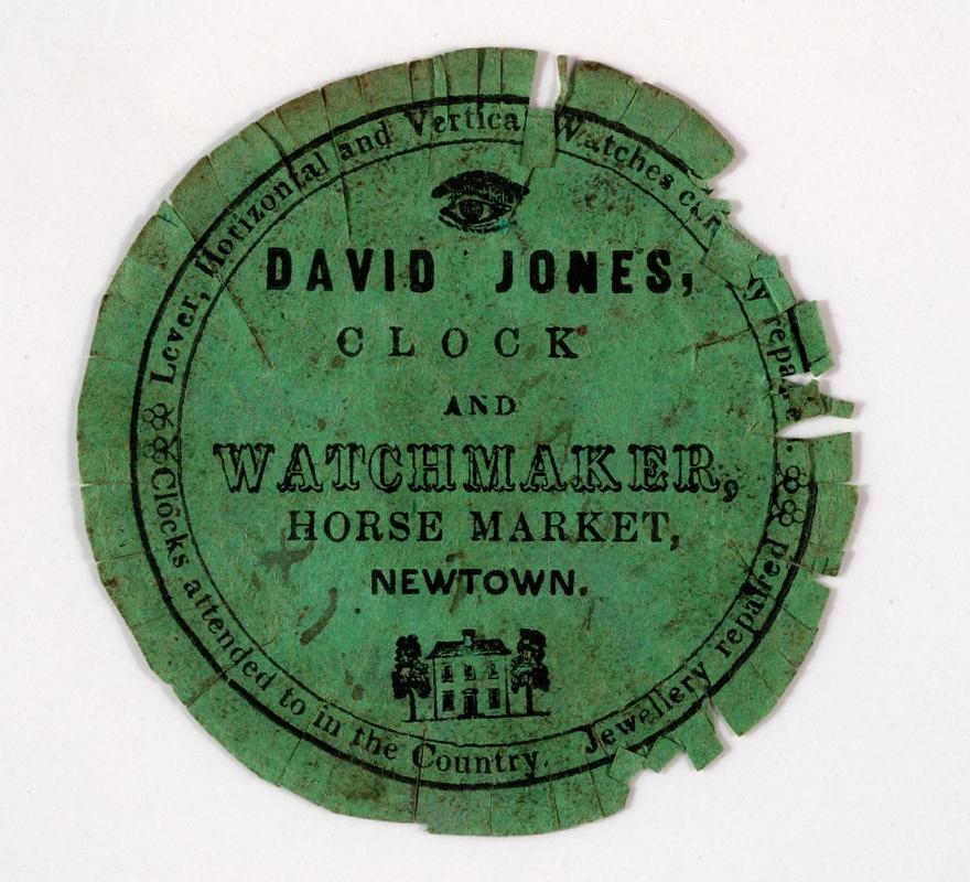 Watchpaper of David Jones, Horse Market, Newtown