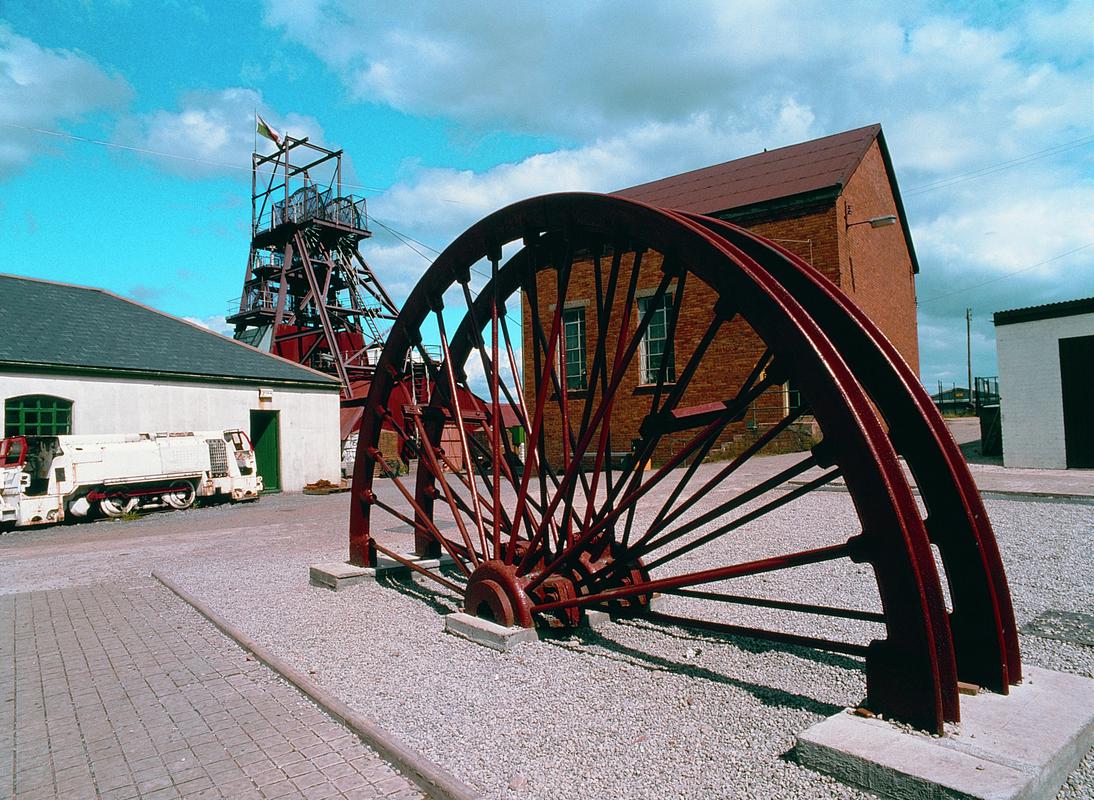 Sheave on display in the courtyard at Big Pit