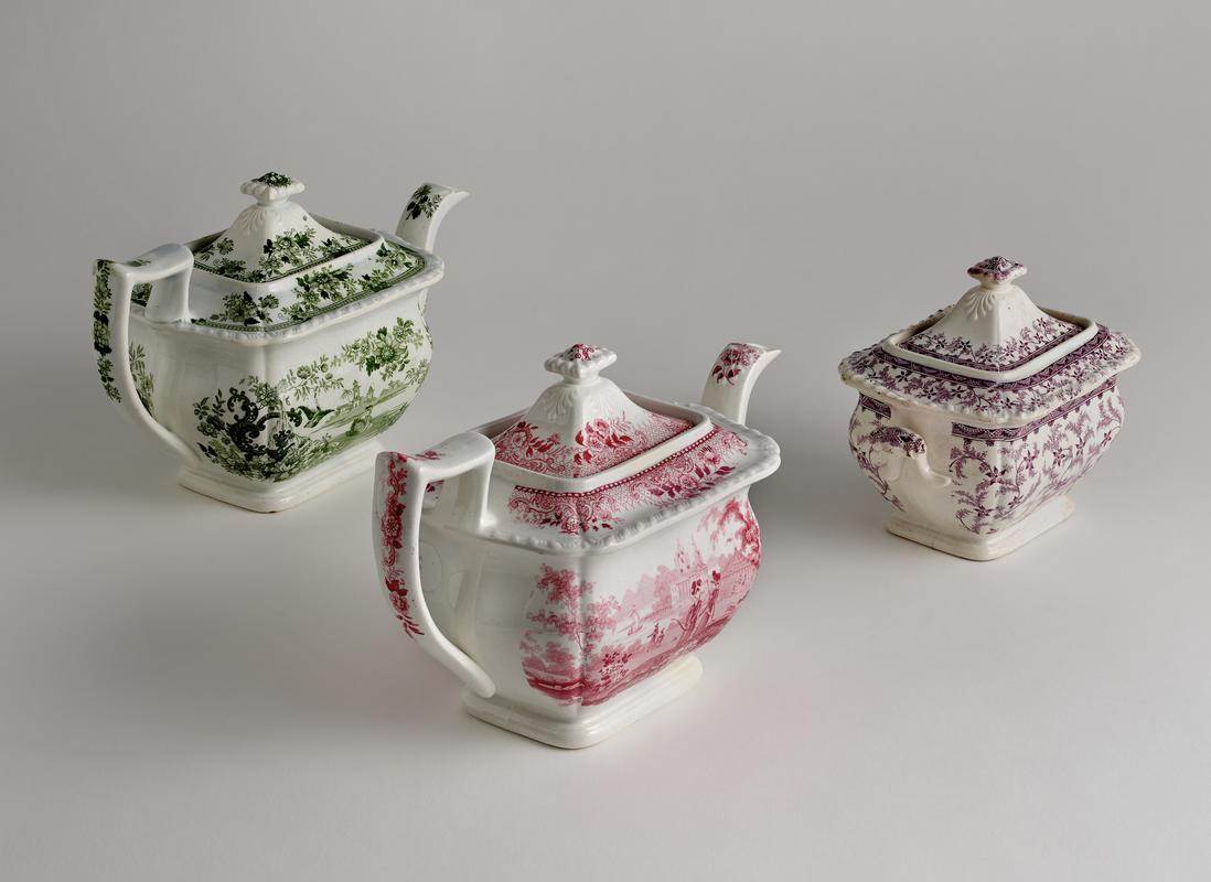 teapot, sugar box, teapot, about 1825-1835