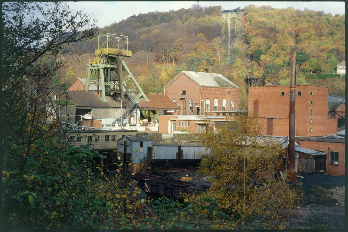 Colour film slide showing a general view of Celynen South Colliery.