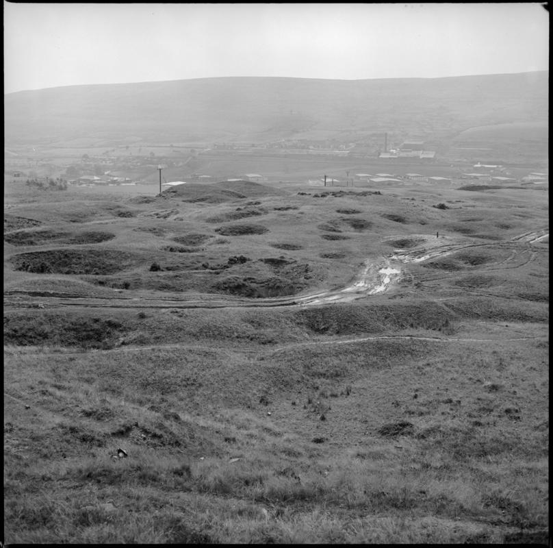 Black and white film negative showing the Bell Pits, Blaenavon, August 1978.  'Bell Pits Blaenavon Aug 1978' is transcribed from original negative bag.