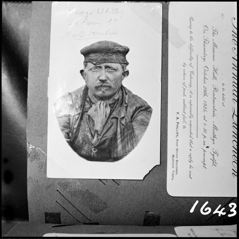 Black and white film negative of a photograph of George Whitby, Master Haulier.