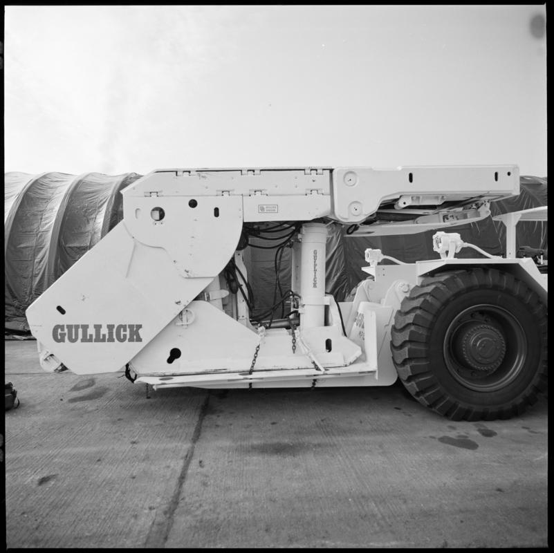 Black and white negative showing Gullick Dobson heavy duty roof supports, unknown location.  Appears to be identical to 2009.3/3086.