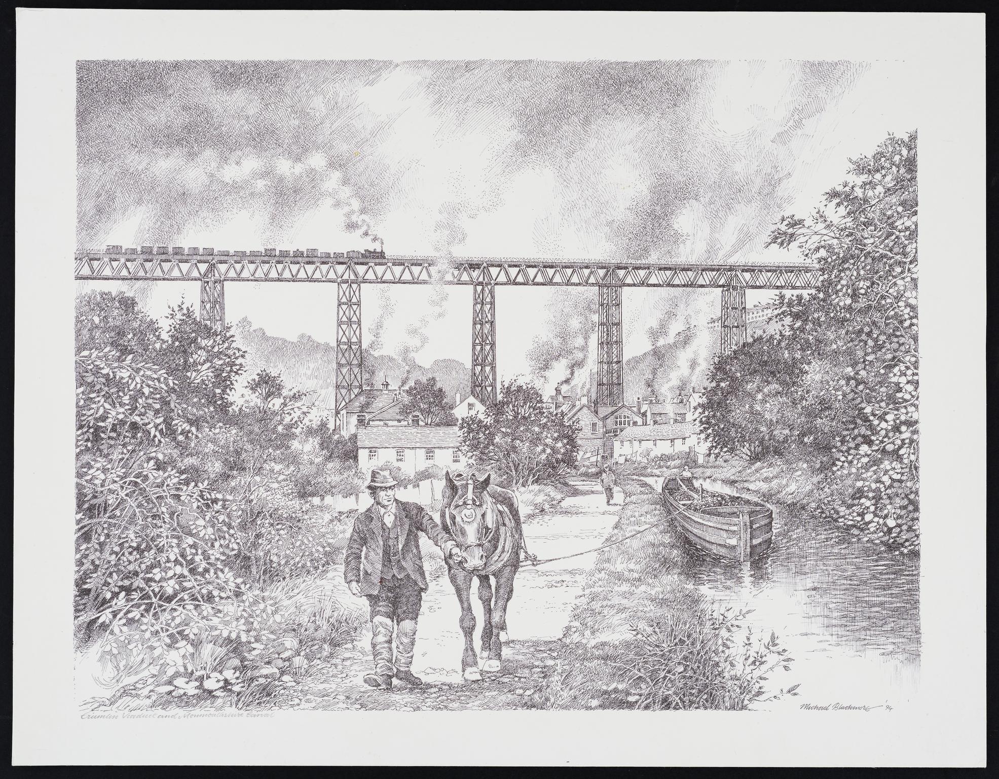 Crumlin Viaduct and Monmouthshire Canal (drawing)