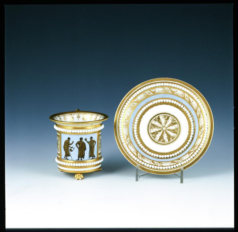 Cabinet cup & saucer, classical figures, c1810-13