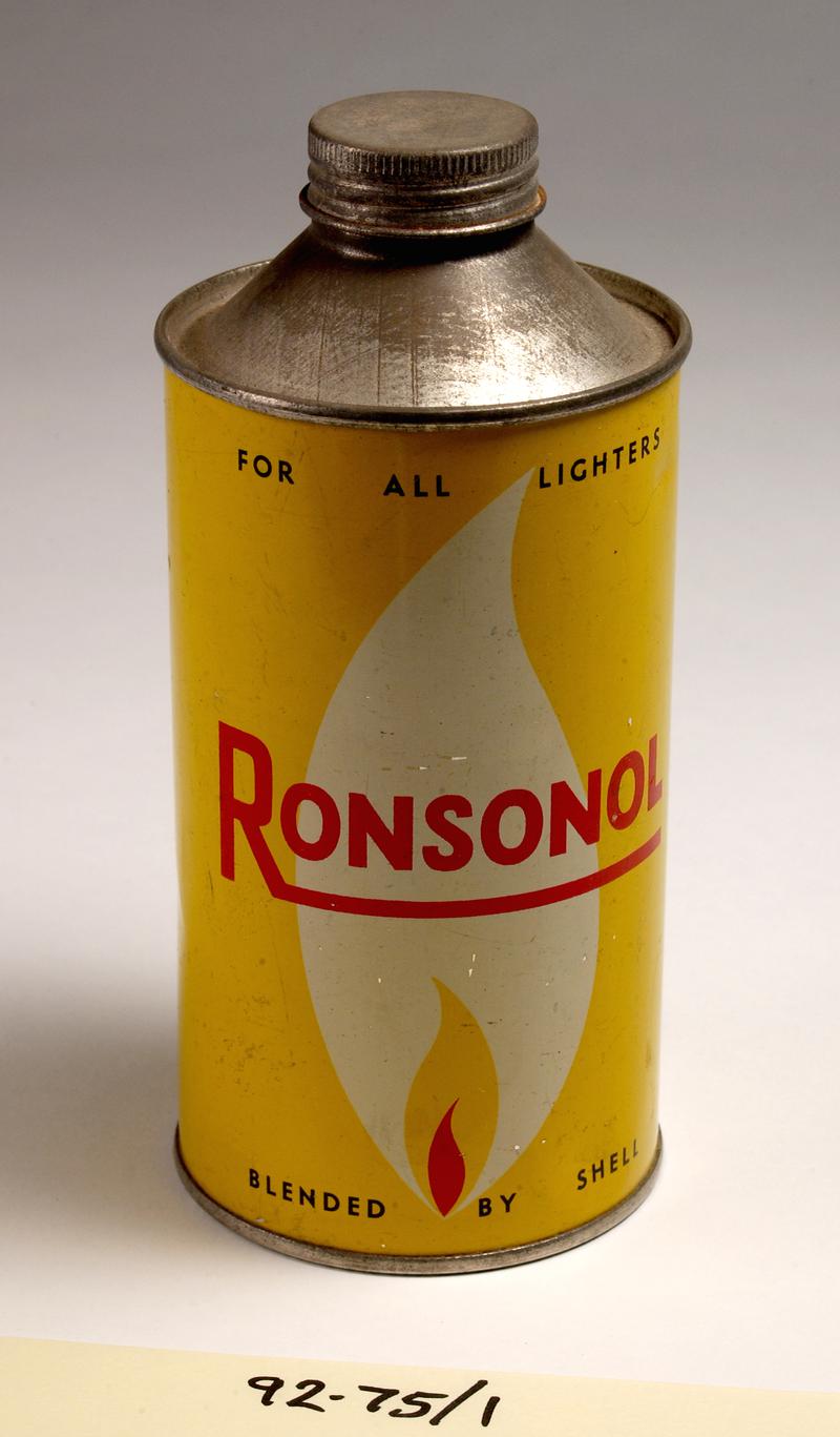 Ronsonol lighter fuel tin can