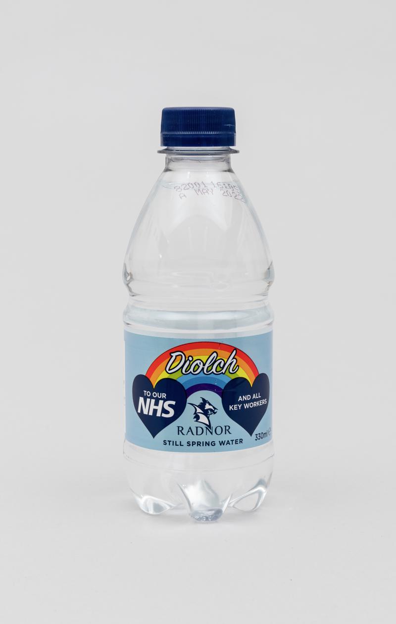 Bottle of still spring water 'Diolch, to our NHS and Key Workers'.