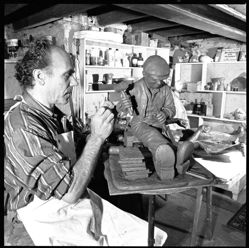 Adriano Candelori in his studio at Llanelli, negative