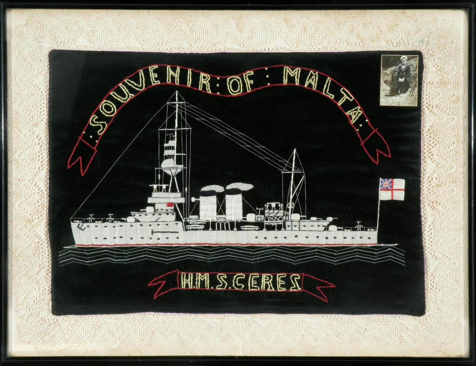H.M.S. CERES - Souvenir of Malta (applique)