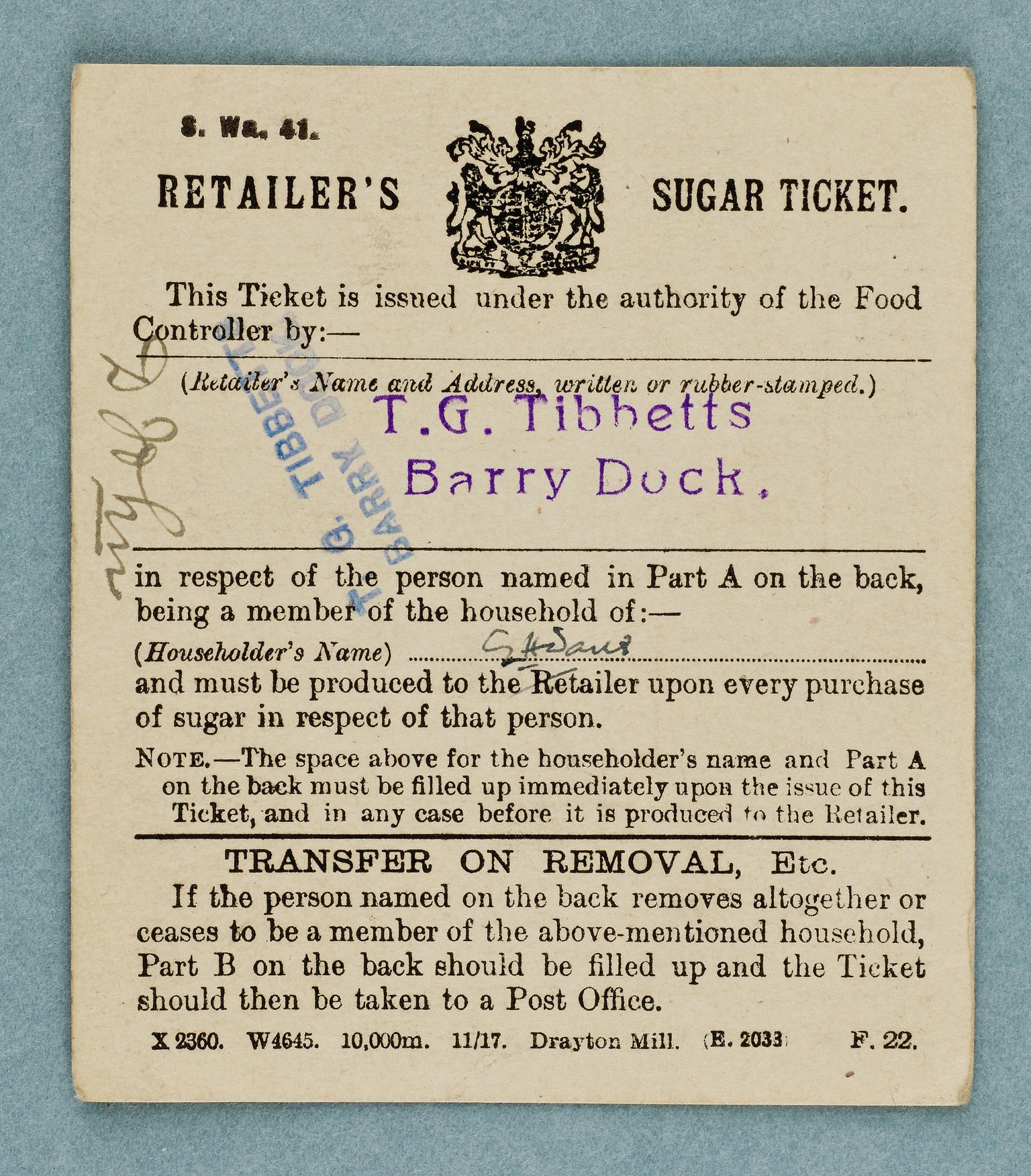 Ration book/card