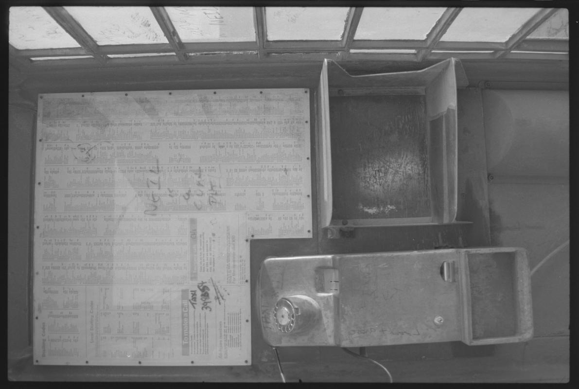 Interior of telephone kiosk, Butetown.