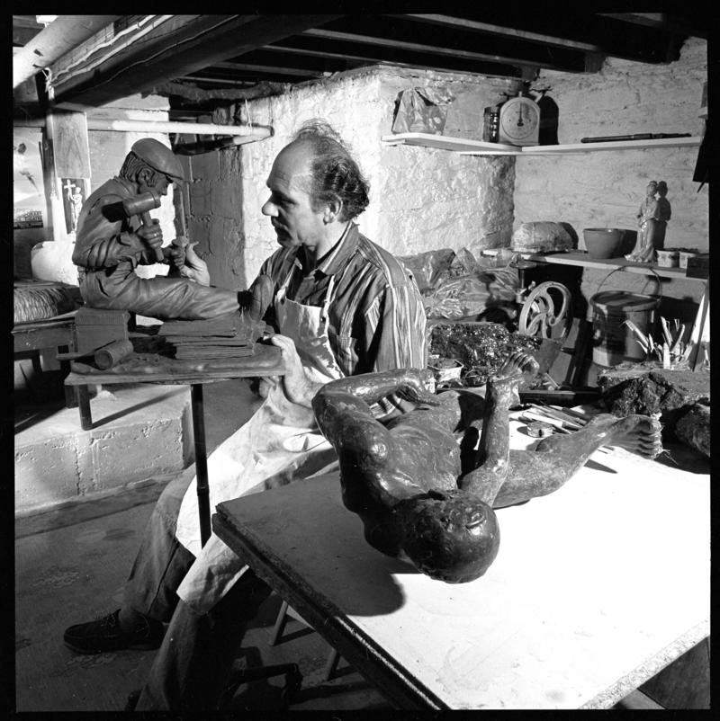 Adriano Candelori in his studio at Llanelli, negative