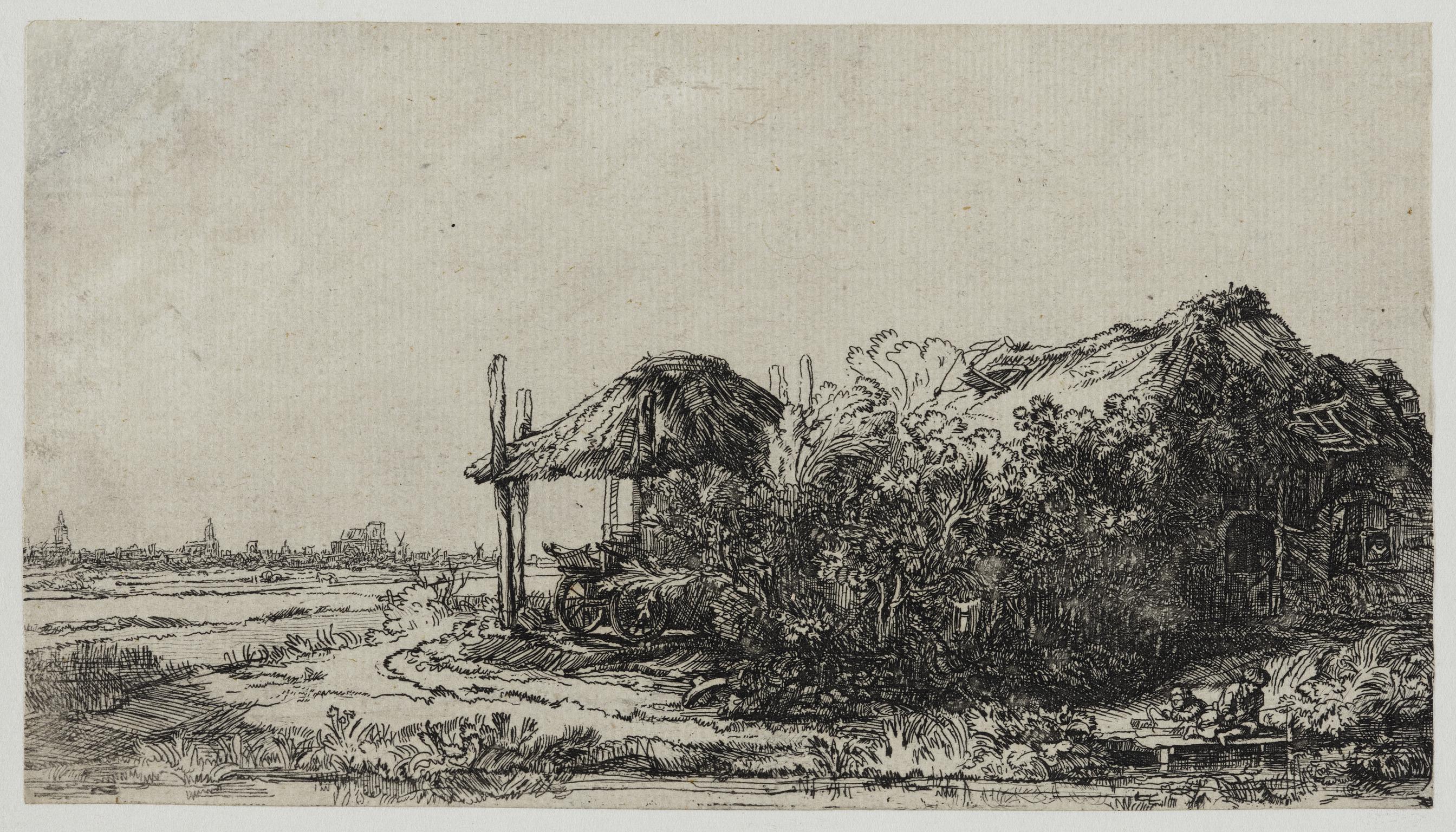Landscape with a cottage and a hay barn