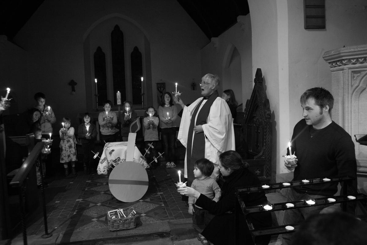 GB. WALES. Tintern. Christingle Service in St Michael's church. 2012.