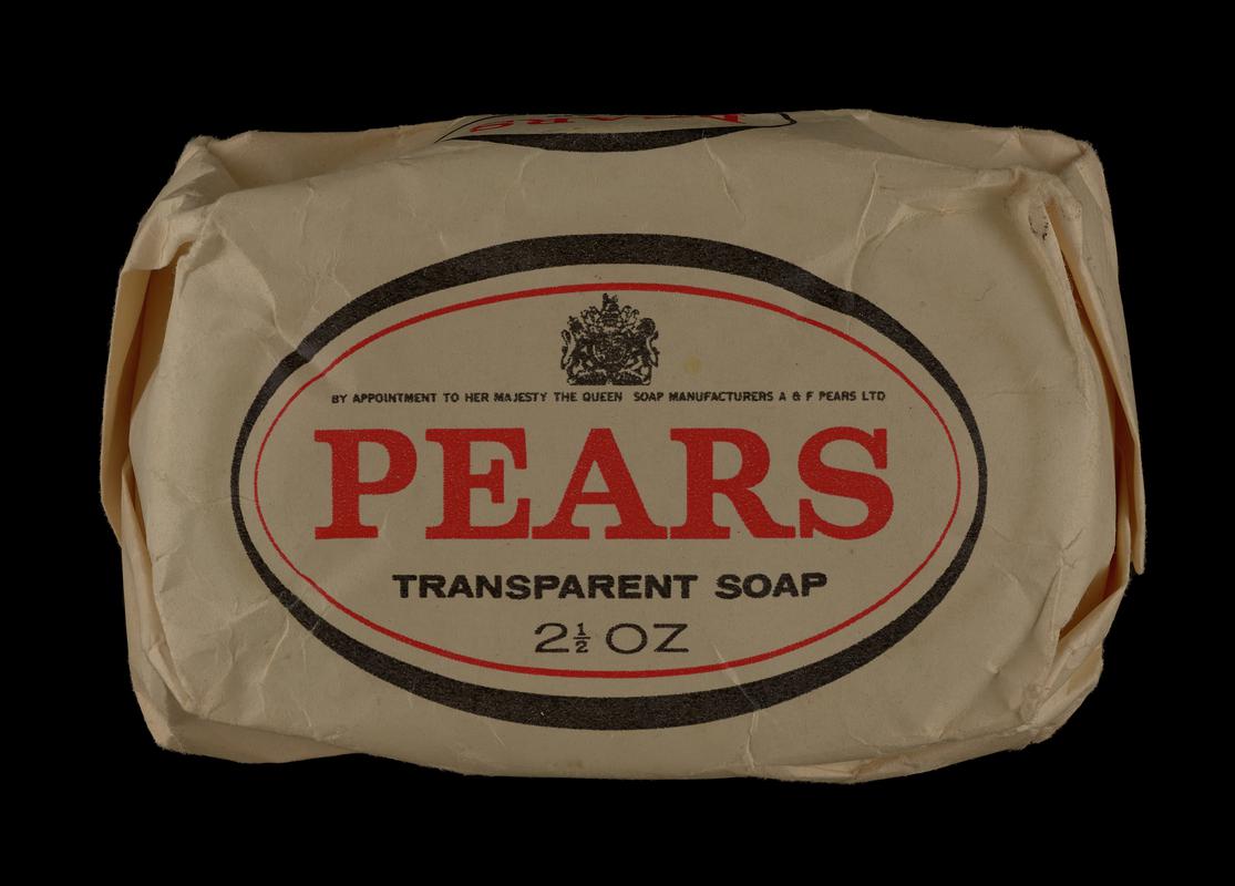 Pears Transparent Soap in paper packaging. 1950s