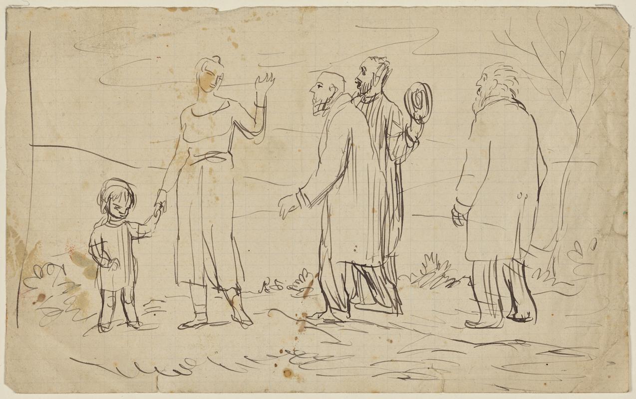 Group of Figures in Conversation