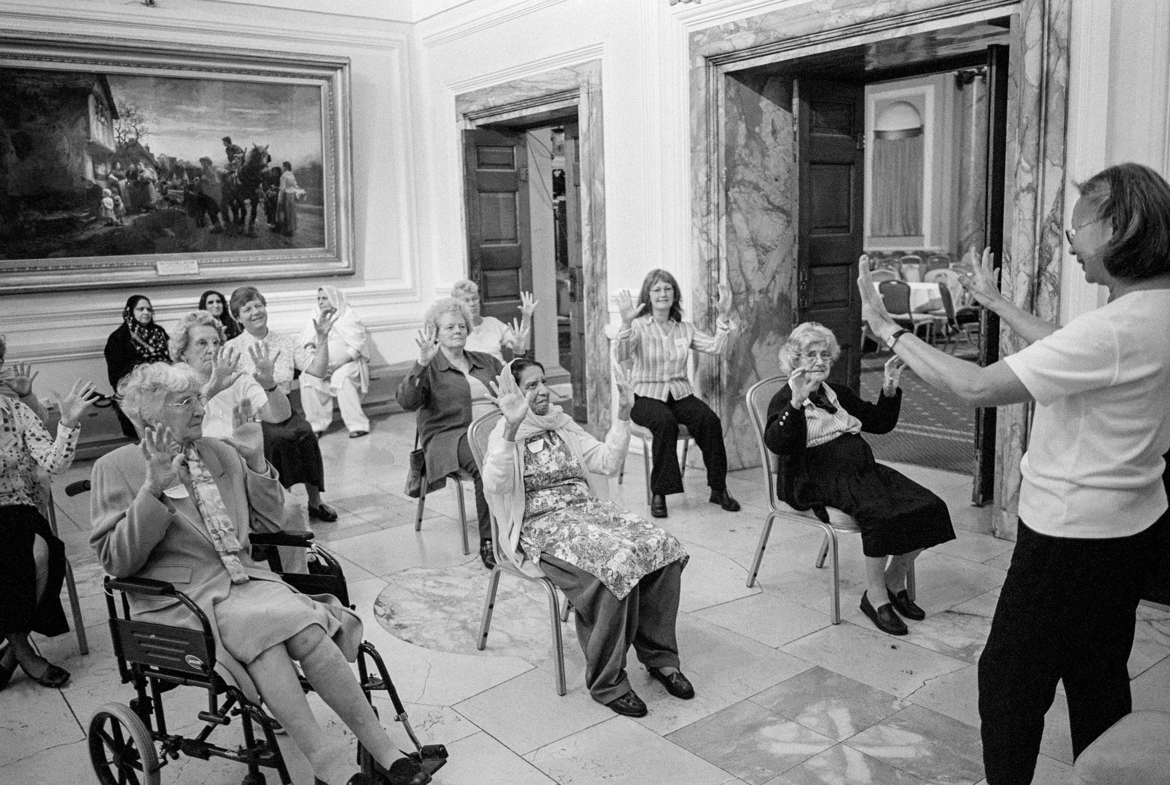 Exercise class at Older Persons Congress. City Hall. Cardiff, Wales