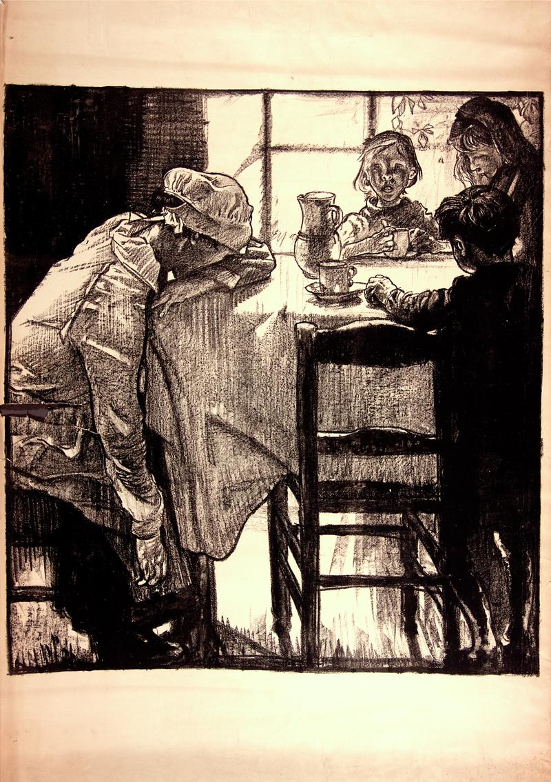 Mother and Children at table - War