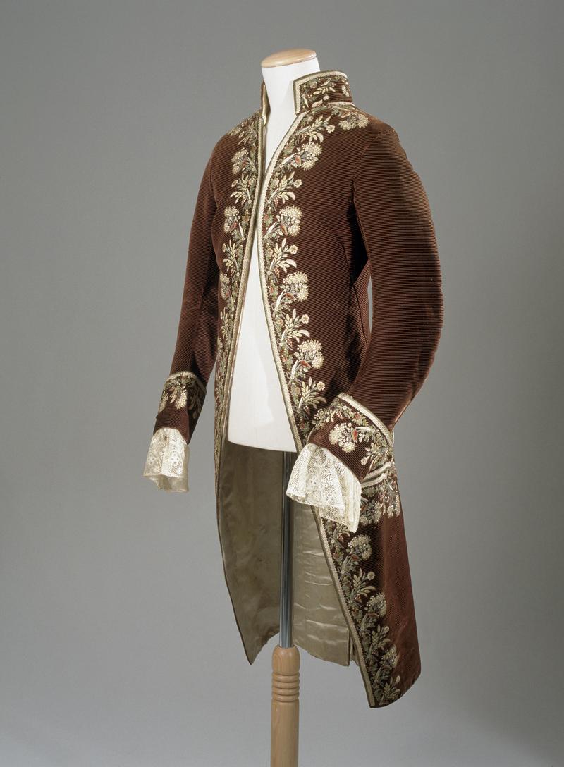 18th Century man's brown corded velvet coat