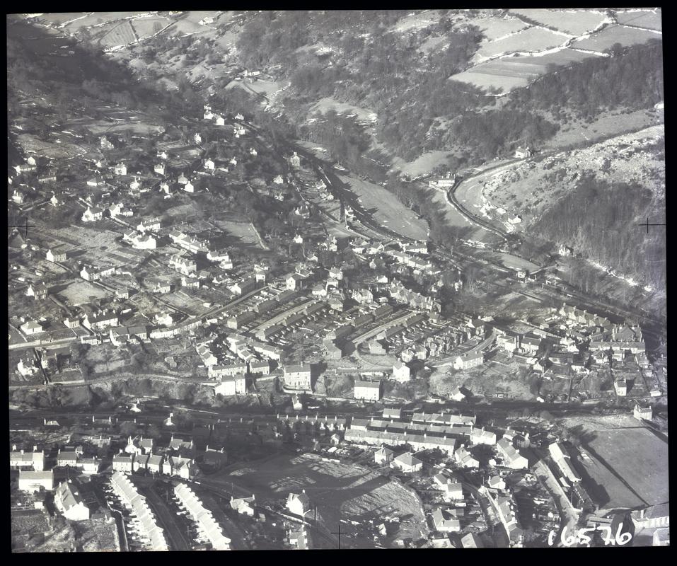 Aerial view of Abersychan from the south west. Junction of Viaduct Road/Harper's Road in centre of picture.