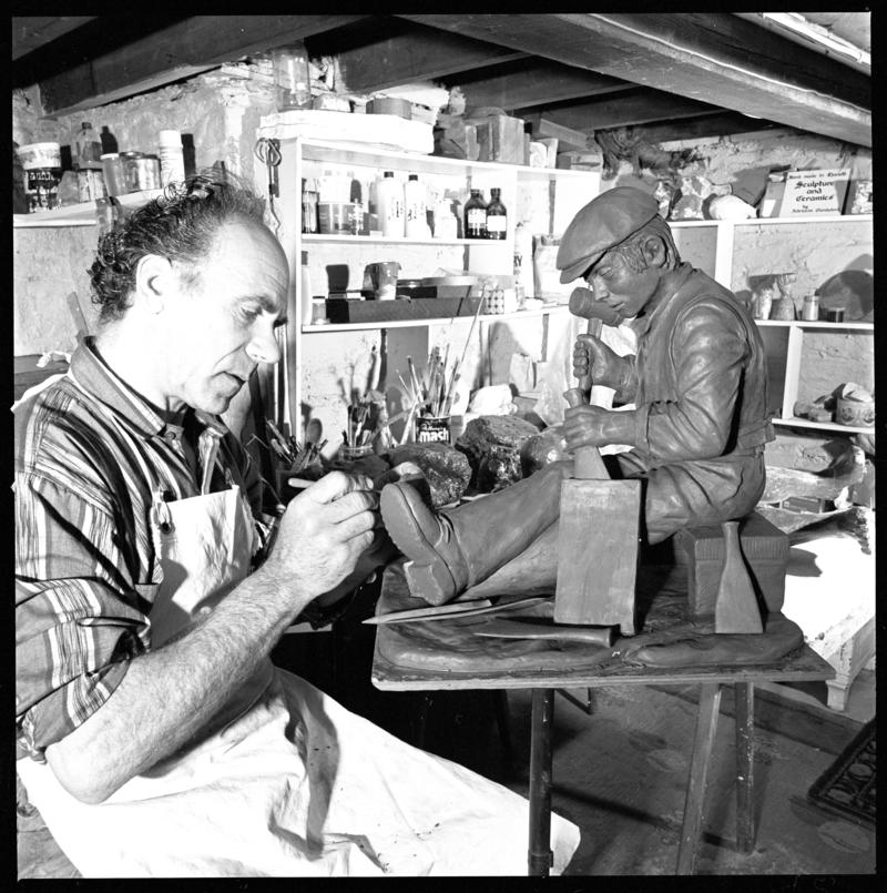 Adriano Candelori in his studio at Llanelli, negative