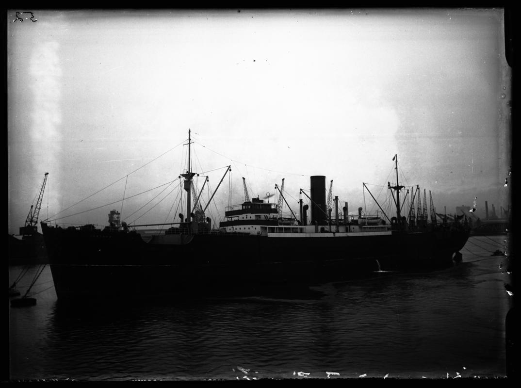 Port broadside view of S.S. HENZADA, Cardiff Docks, c.1936.
