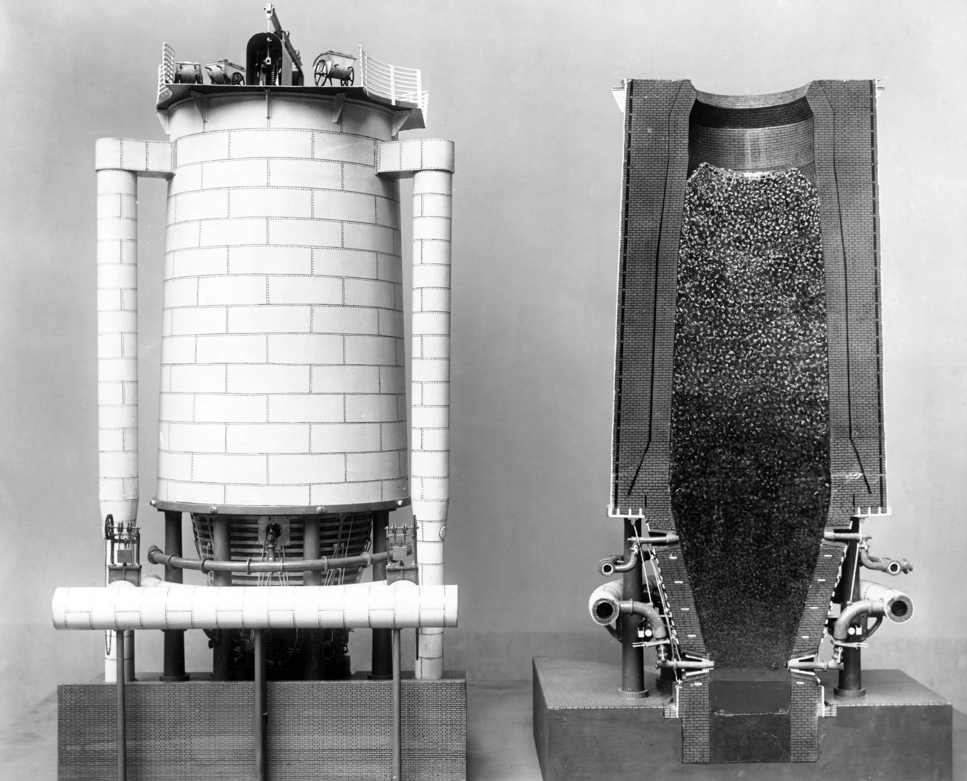 Sectioned model of a blast furnace