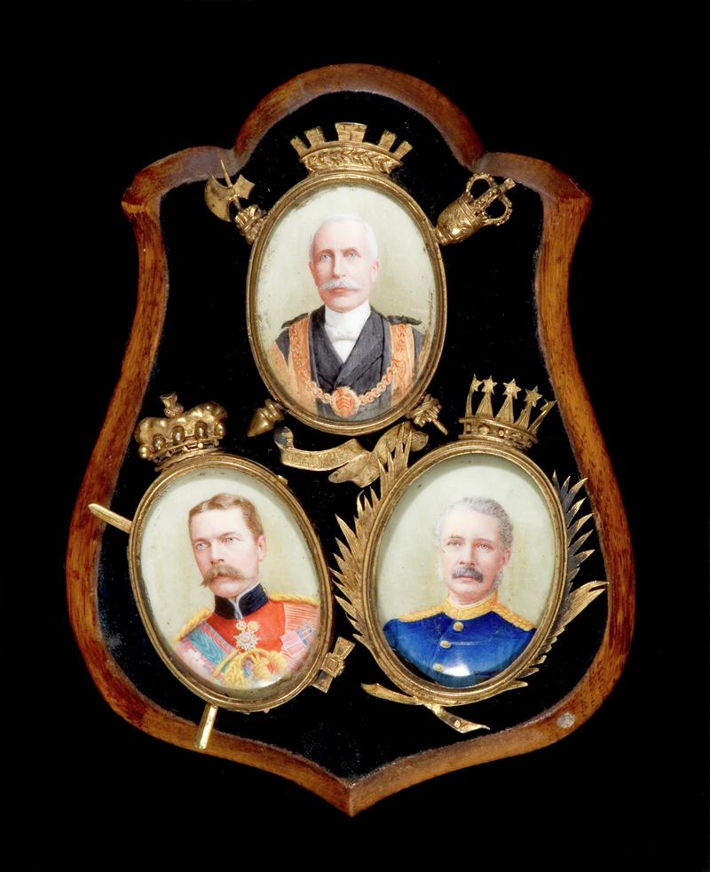 Miniatures of Sir Thomas Morel, General Gordon and Lord Kitchener.