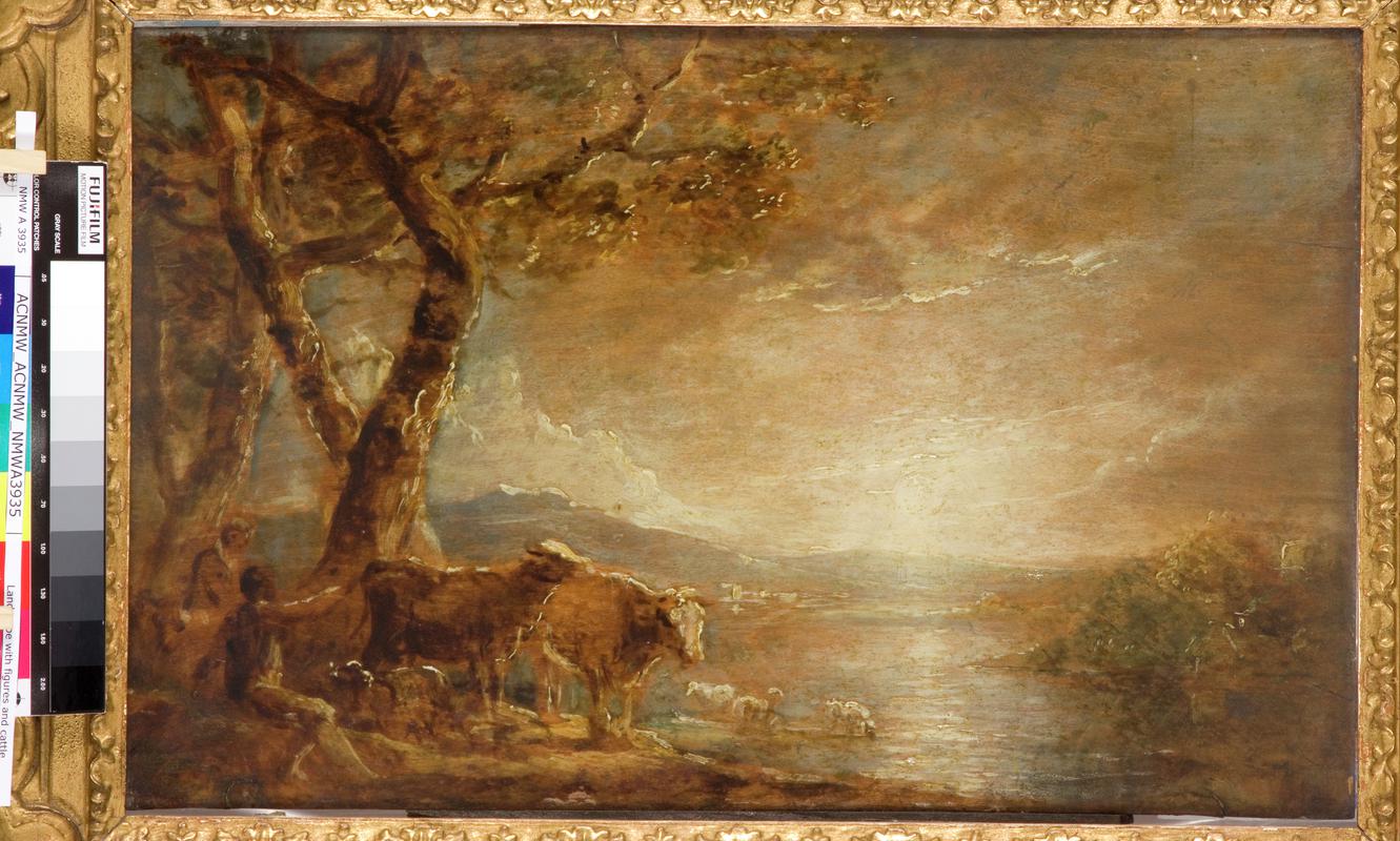Landscape with figures and cattle