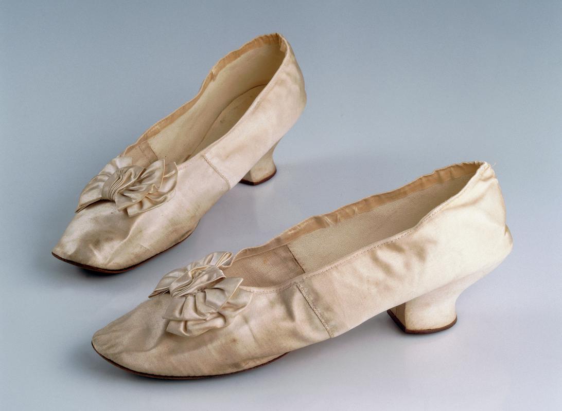 19th Century Women's white satin shoes