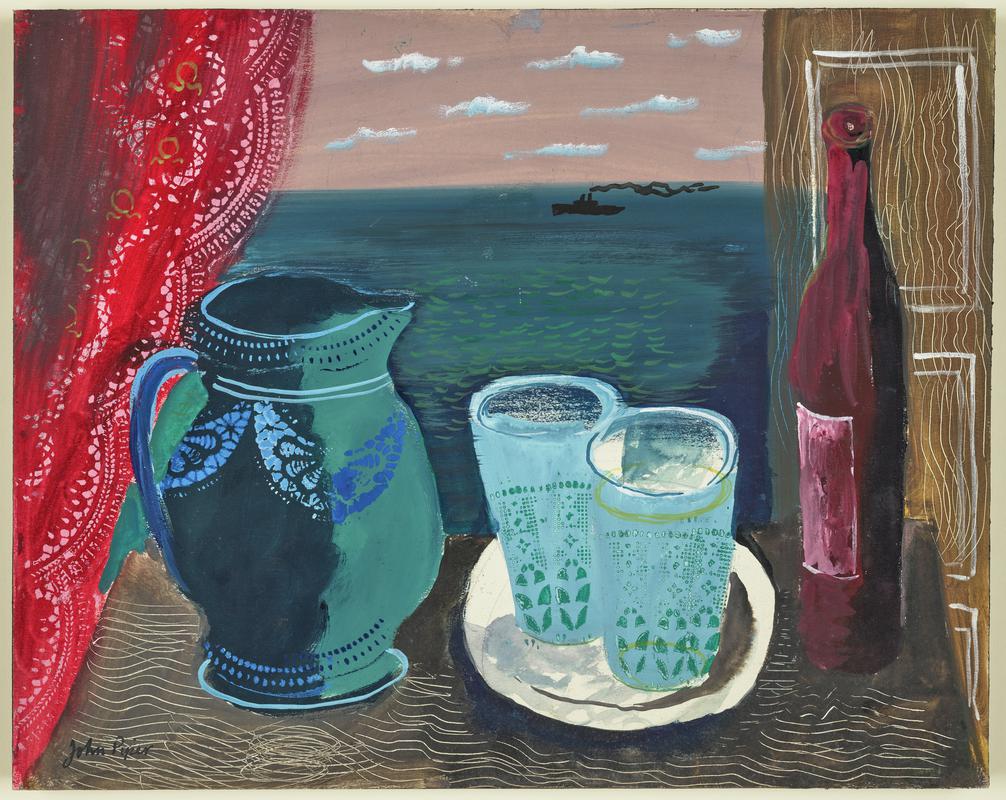 Still life with window and ship