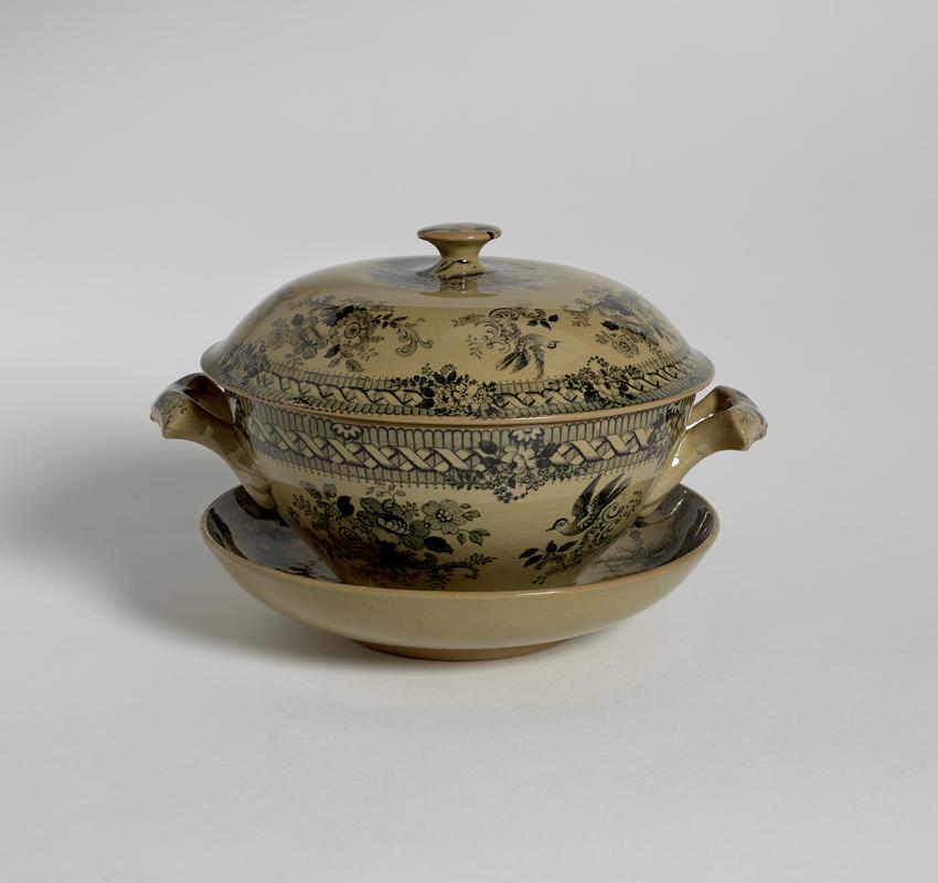 broth bowl, cover & stand, c1830-1838