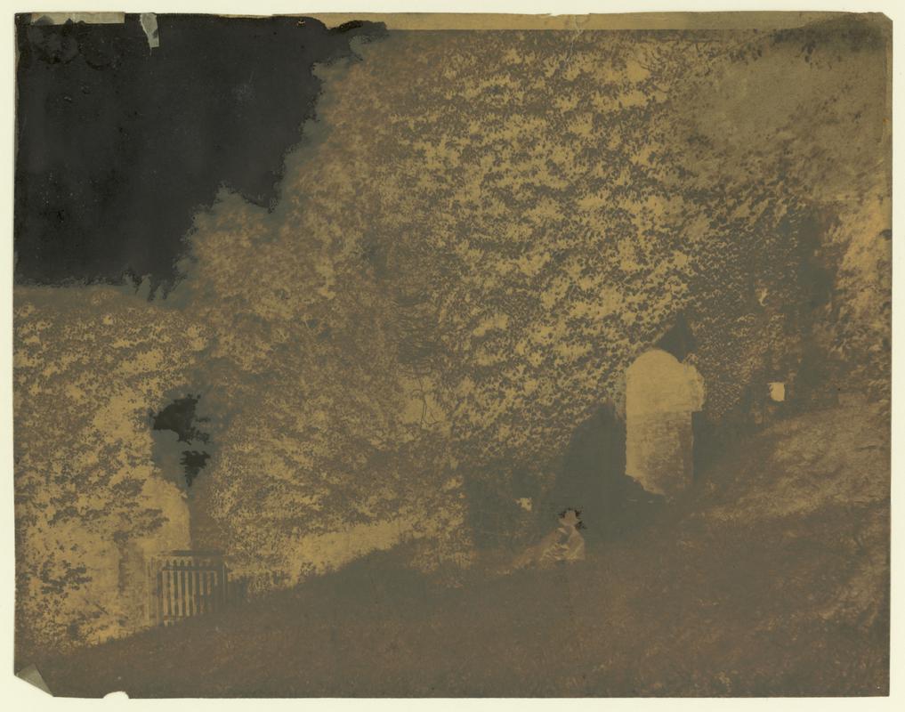 Wax paper calotype negative. Ruins of Kidwelly Castle, S.Wales