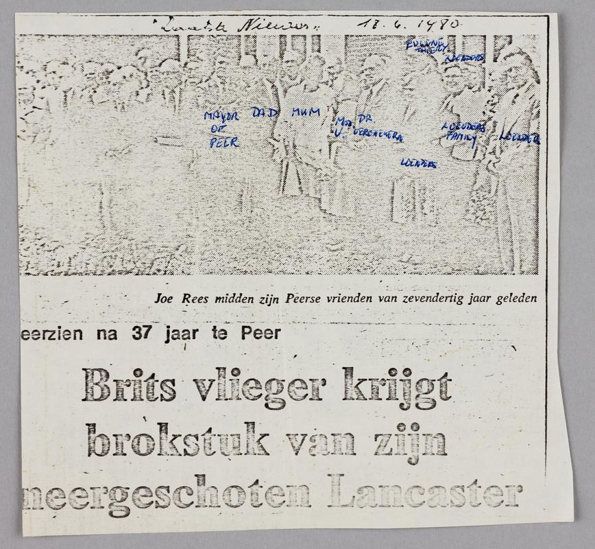 Photocopied newspaper cutting in German.
