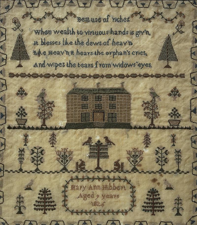 Sampler (verse & motifs), made in Glamorgan, 1826